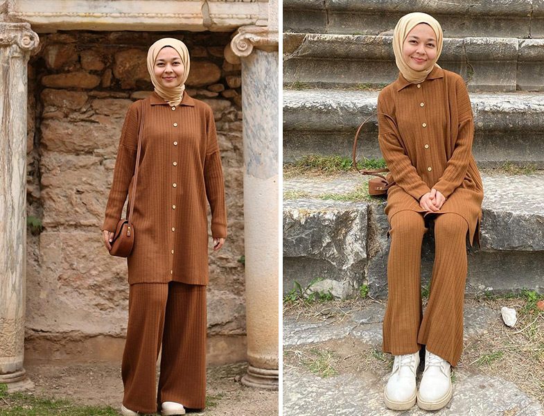 Mila Stil Kahve Triko Takım - Harmandalı Ahsen