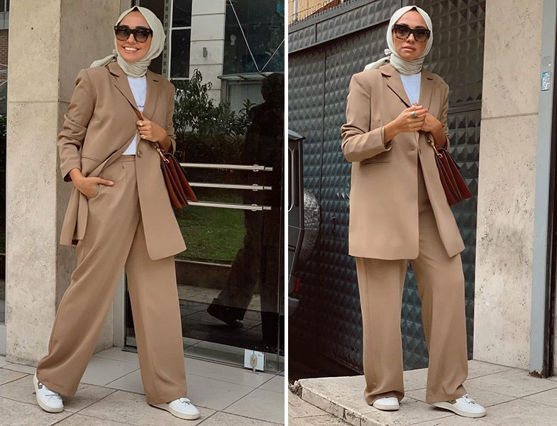 Qooq Store Bej Blazer Ceket Pantolon Takım Hülya Aslan