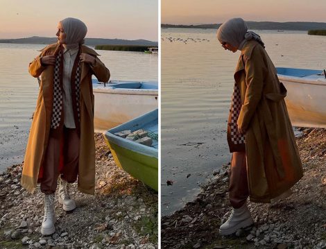 Hooop Store Dama Desen Süveter Hırka -Kübra Doğan