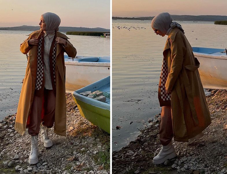 Hooop Store Dama Desen Süveter Hırka -Kübra Doğan