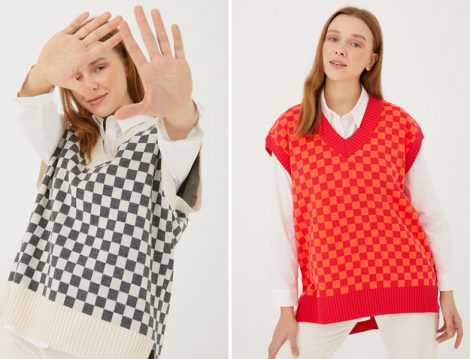 Normcore Dama Desen Süveter 