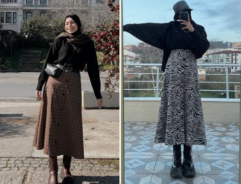 Be Blue Ekose Etek (Şüheda Nur) - Be Blue Zebra Desen Etek (Mavera Bulut)