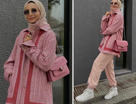 Betül Gedik Pembe Ton Sür Ton Tesettür Kombin