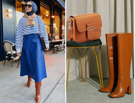Hülya Aslan Taba Çizme ve Zara Etek Kombini - Nine West Taba Çanta ve Çizme