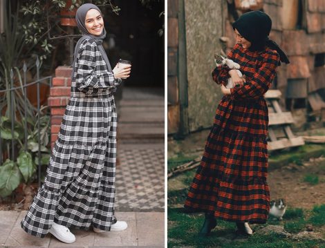 Normcore Siyah Ekose Elbise (Şeyma Zeynep Ünlü) - Normcore Kırmızı Ekose Elbise (İlmekimsi Nida)