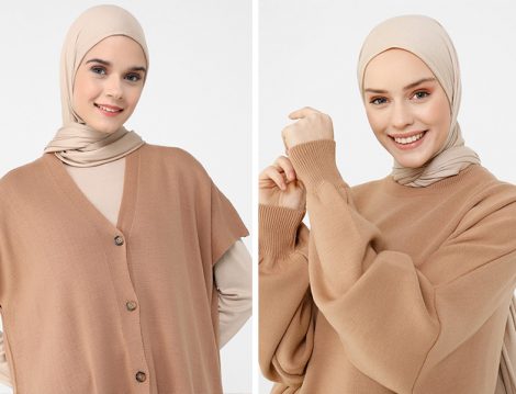 Refka Camel Triko Yelek ve Tunik