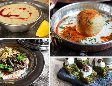 Anadolu Çorbası - Haşlama İçli Köfte - Çökertme Kebabı - Şambali Tatlısı