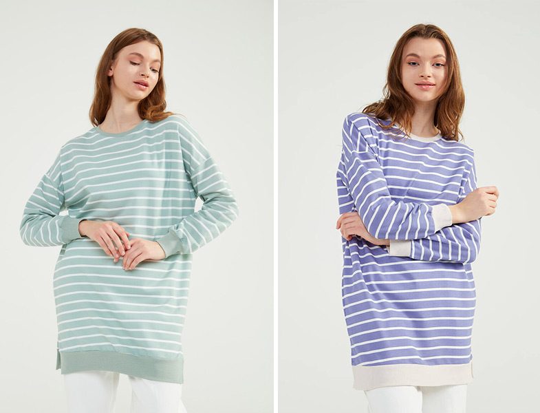 Normcore Çizgili Sweatshirt