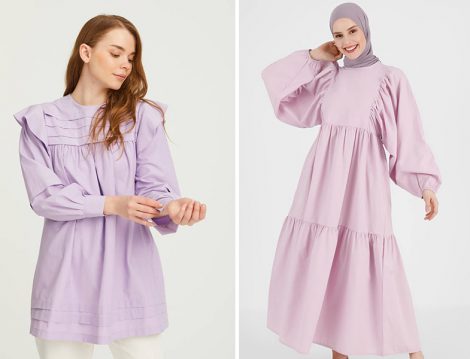 Normcore Lila Tunik ve Benin Lila Elbise