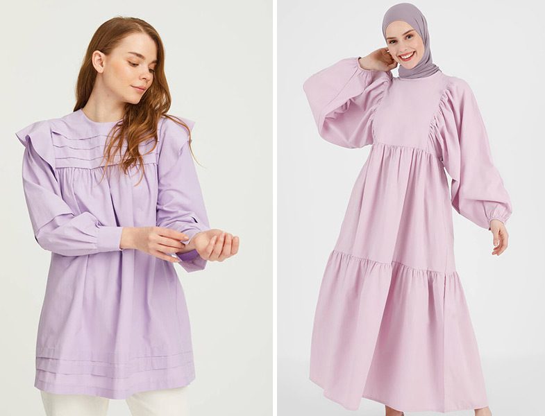 Normcore Lila Tunik ve Benin Lila Elbise