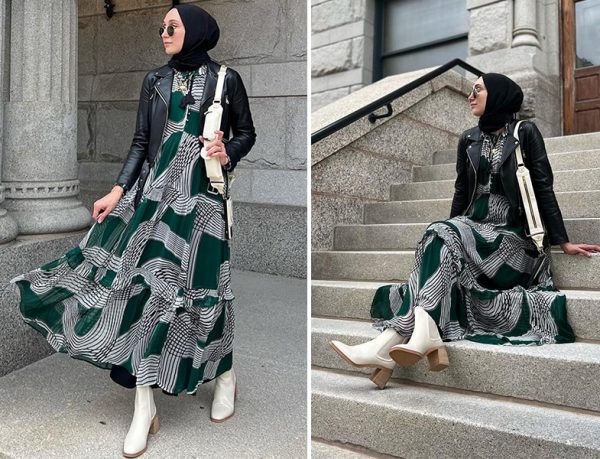 Anthropologie Desenli Elbise - Dolcevita Bot - Zara Crop Deri Ceket Elif Doğan