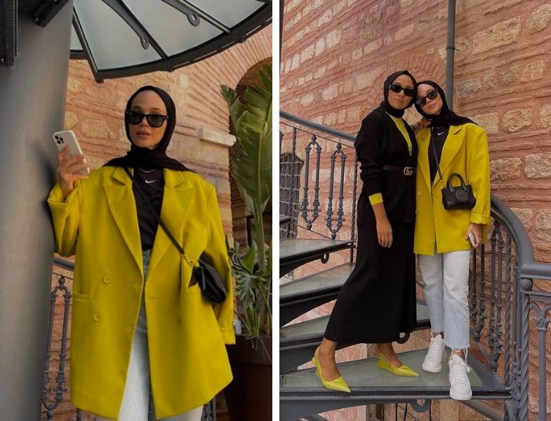yeşil Tesettür Blazer Ceket