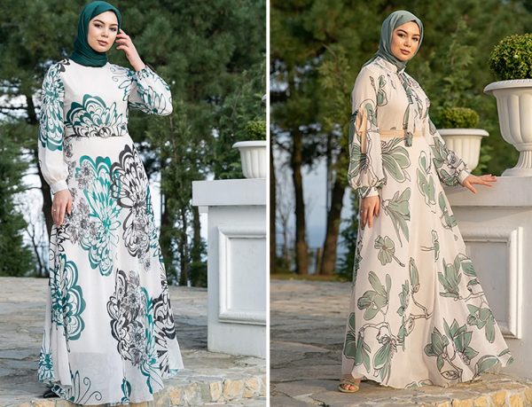 Modamerve Bayramlık Desenli Elbiseler