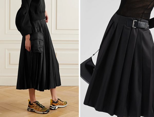 Sacai ve Prada Siyah Pilili Etekler