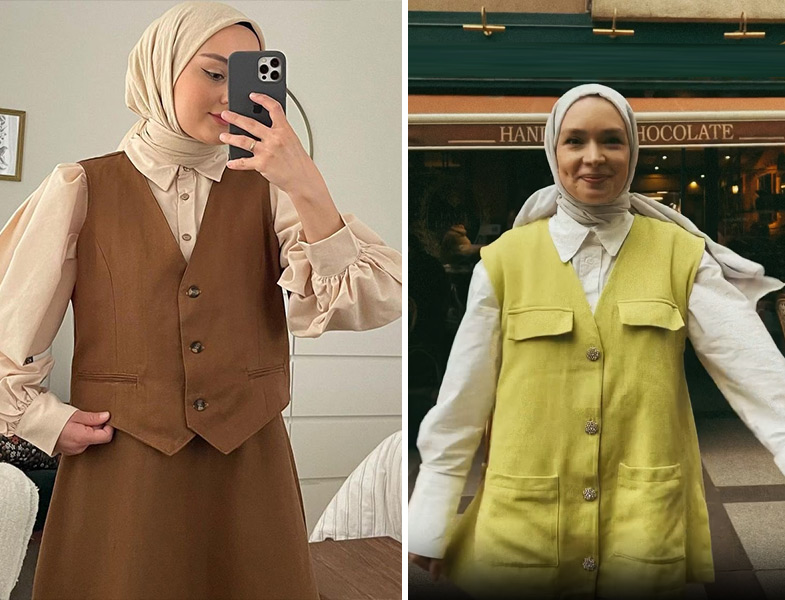 Tesettür Yelek Kombinleri (Aleyna Atalar Gün ve Şüheda Türkoğlu Hatun)