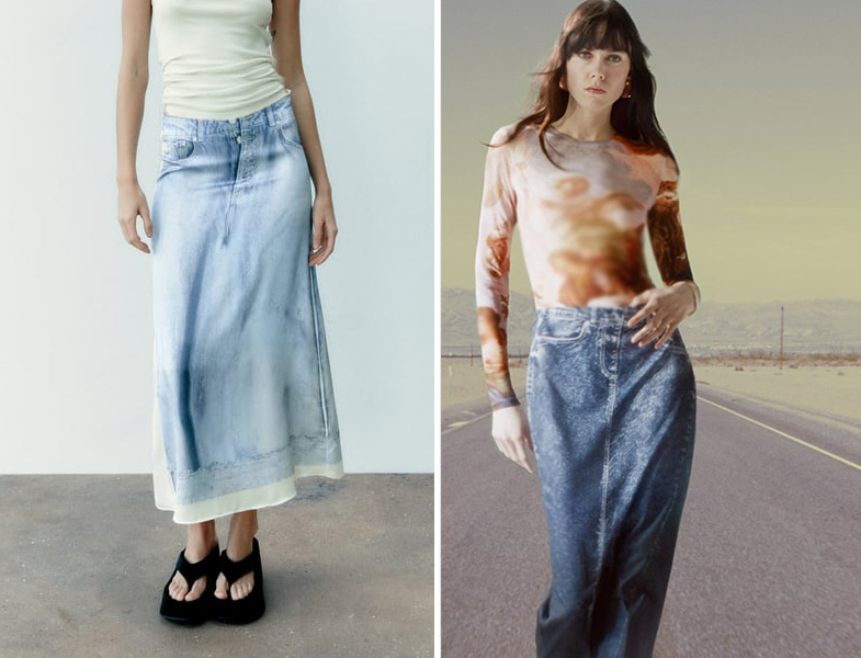 Zara Denim Görünümlü Etek