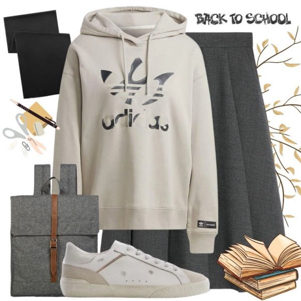 Kapüşonlu Sweatshirt ve Pileli Etek Kombini
