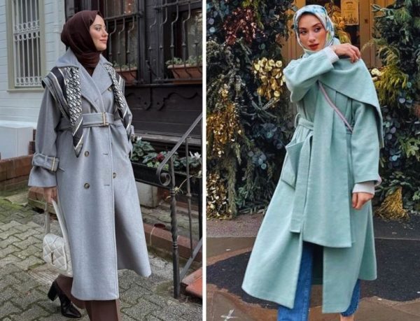 Aybüke Nur Demirci Gri Kaban Kombini ve Sena Sever Mint Kaban Kombini