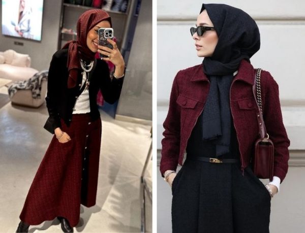 Sena Pektemek Kırmızı-Bordo ve Siyah Üçlüsü ile Kombinleri