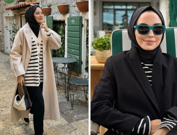 Çizgili Hırka ve Tişört Kombini (Aybüke Nur Demirci - Hülya Aslan)